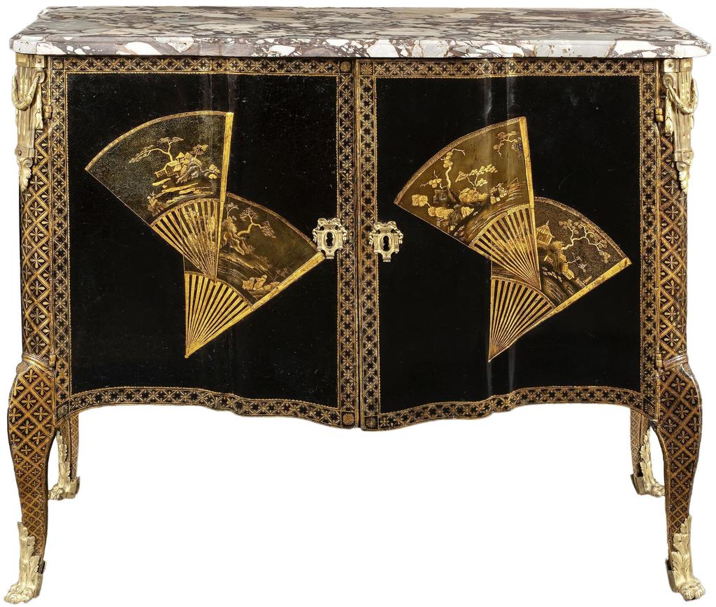 Gérard Henri Lutz (maître en 1766), sous la direction de Pierre Macret, commode à décor de tôle vernie, vers 1770-1773. Collection privée. 