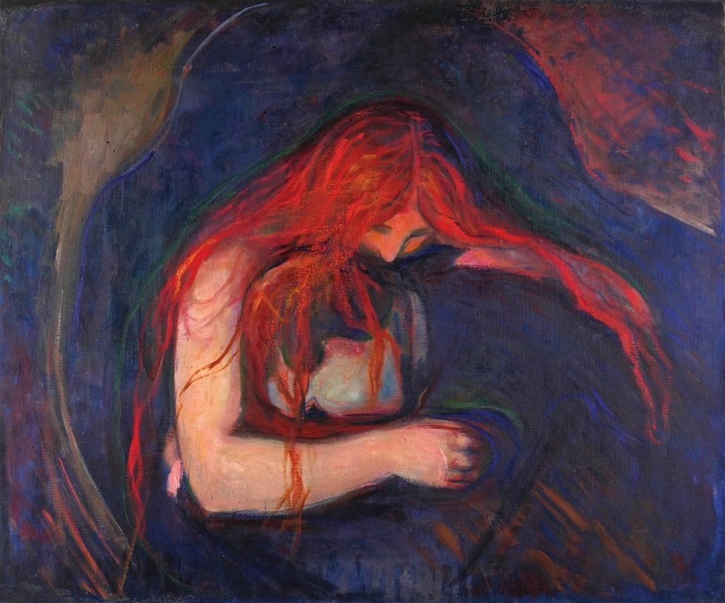 Edvard Munch, Vampire, 1895. Huile sur toile, 91 x 109 cm. Oslo, Munchmuseet.