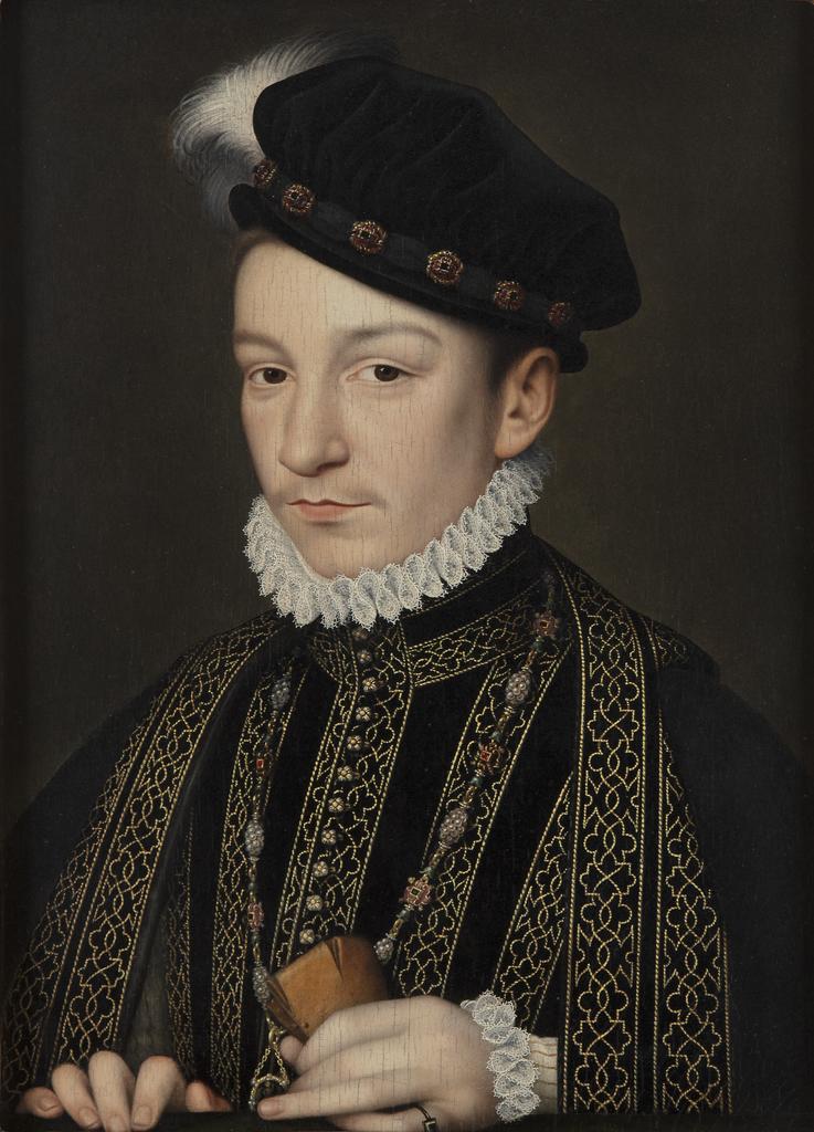 François Clouet (1505/1510-1572), Portrait de Charles IX, entre 1561 et 1572. Huile sur bois, 36,2 x 25,4 cm. Toulouse, Fondation Bemberg, inv. 1012. 