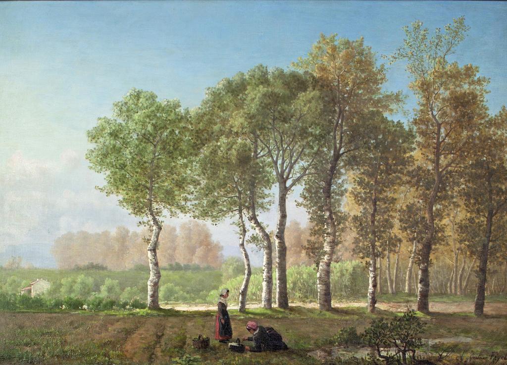 Gustave Fayet, Femmes dans un champ au bord du chemin, 1887. Huile sur toile, 70 x 98 cm. 