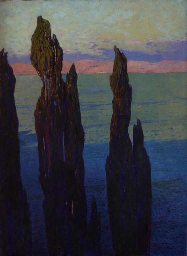 Gustave Fayet (1865-1925), Les cyprès bleus, 1902. Huile sur toile, 98 x 73 cm. 