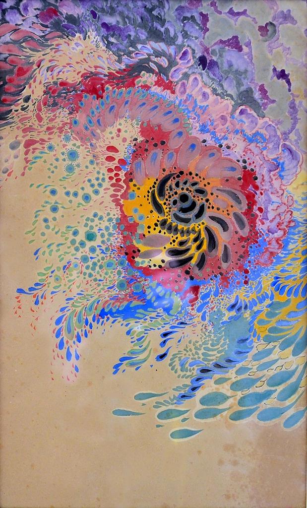 Gustave Fayet, Motif floral, avant 1925. Aquarelle sur papier buvard, 41 x 25 cm. 