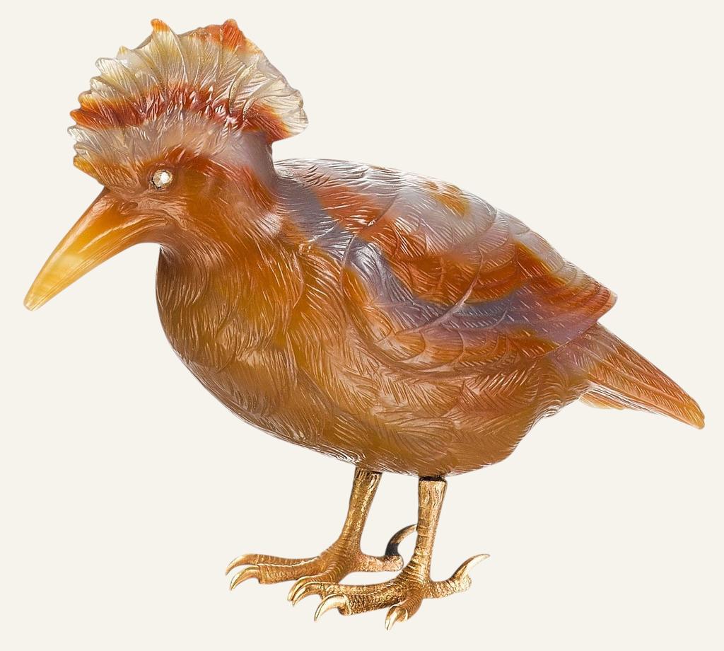 Henrik Wigström pour Fabergé, Huppe, 1904-1912. Agate, L. 7 cm. 