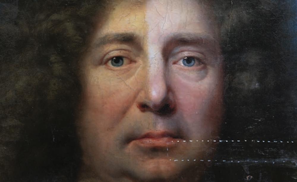 Détail du tableau en cours de restauration.