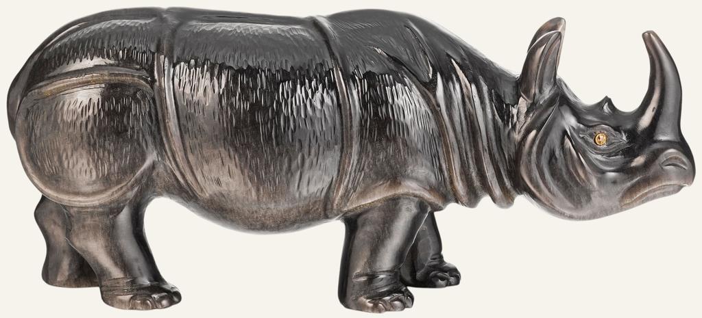 Fabergé, Rhinocéros, vers 1900. Obsidienne, L. 16,8 cm.
