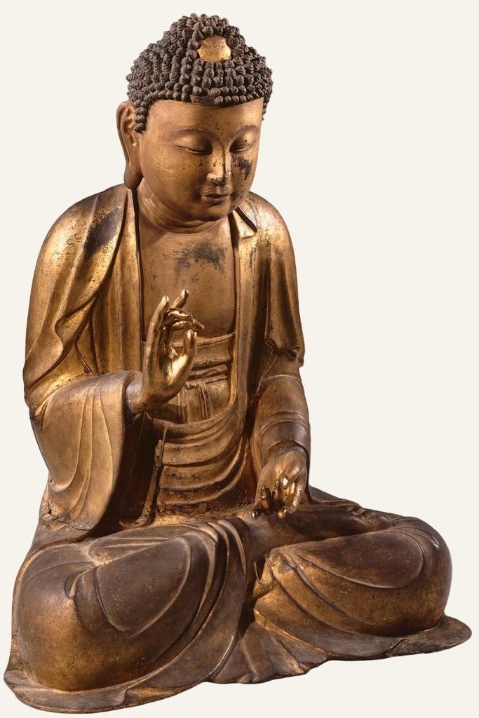 Corée, époque Koryo, XIᵉ-XIIᵉ siècle. Bois doré, 62 x 48 x 33 cm. Paris, musée national des Arts asiatiques - Guimet, mission Charles Varat (1888), MG 15281.