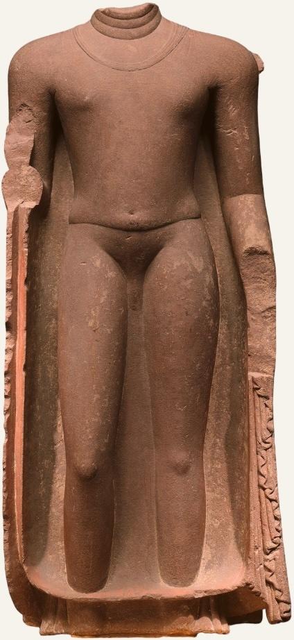 Inde du Nord, Uttar Pradesh, Sarnath. Époque Gupta, troisième quart du Vᵉ siècle. Grès beige, 98 x 44 x 17 cm. Paris, musée national des Arts asiatiques - Guimet, échange avec le Département archéologique de l’Inde (1961), P 373.
