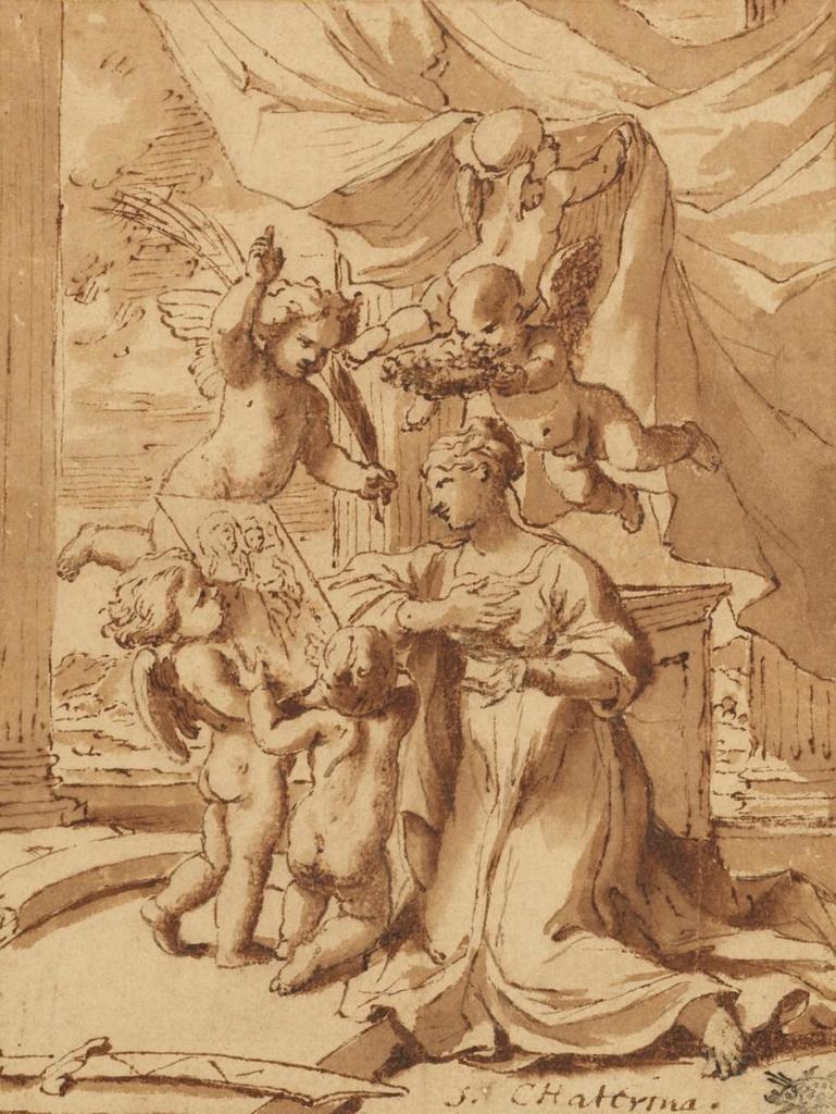 Nicolas Poussin (1594-1665), La conversion de sainte Catherine (avec inscription « S. Chaterina » en bas à droite). Plume et encre brune, lavis brun, 15,9 x 12 cm. Vente Paris, Christie’s, 26 mars 2025. Estimé : 60 000/80 000 € Adjugé : 277 200 € (frais inclus).