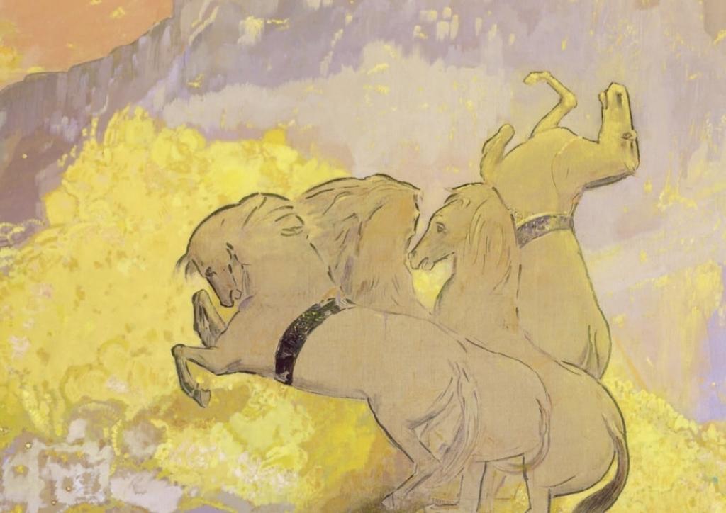 Odilon Redon (1840-1916), Le Jour (détail). Huile sur toile, 200 x 650 cm. Bibliothèque de Fontfroide.