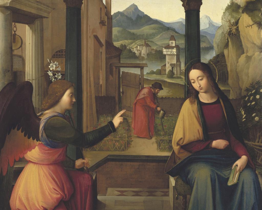 Johann Friedrich Overbeck (1789-1869), L'Annonciation (détail), 1820. Huile sur toile, 79 x 51,50 cm. Paris, département des Peintures du musée du Louvre. Vente Paris, Tajan, le 27 mars 2025. Estimé : 100 000/150 000 €. Adjugé : 131 200 € (frais inclus).