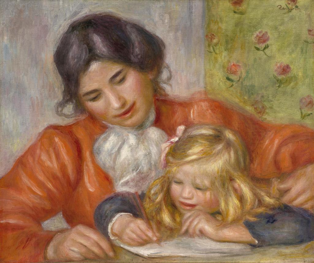 Pierre-Auguste Renoir (1841-1919), La Leçon d’écriture, vers 1905. Signé « Renoir » (en haut à droite). Huile sur toile, 46,4 x 55,2 cm. Estimé : 2/3 M€.