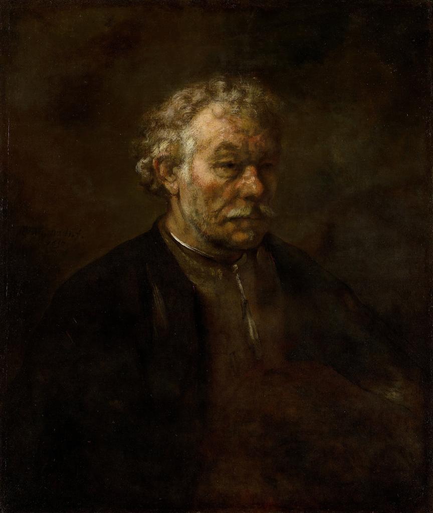 Rembrandt (atelier), Étude de vieil homme, 1655-1660. Huile sur toile, 80,5 x 66,5 cm. La Haye, Mauritshuis. 