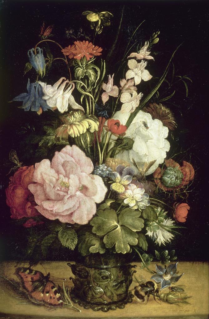 Roelandt Savery (1576/1578-1639), Bouquet de fleurs, vers 1611. Huile sur panneau de bois, 26,6 x 18,4 cm. Lille, palais des Beaux-Arts. 