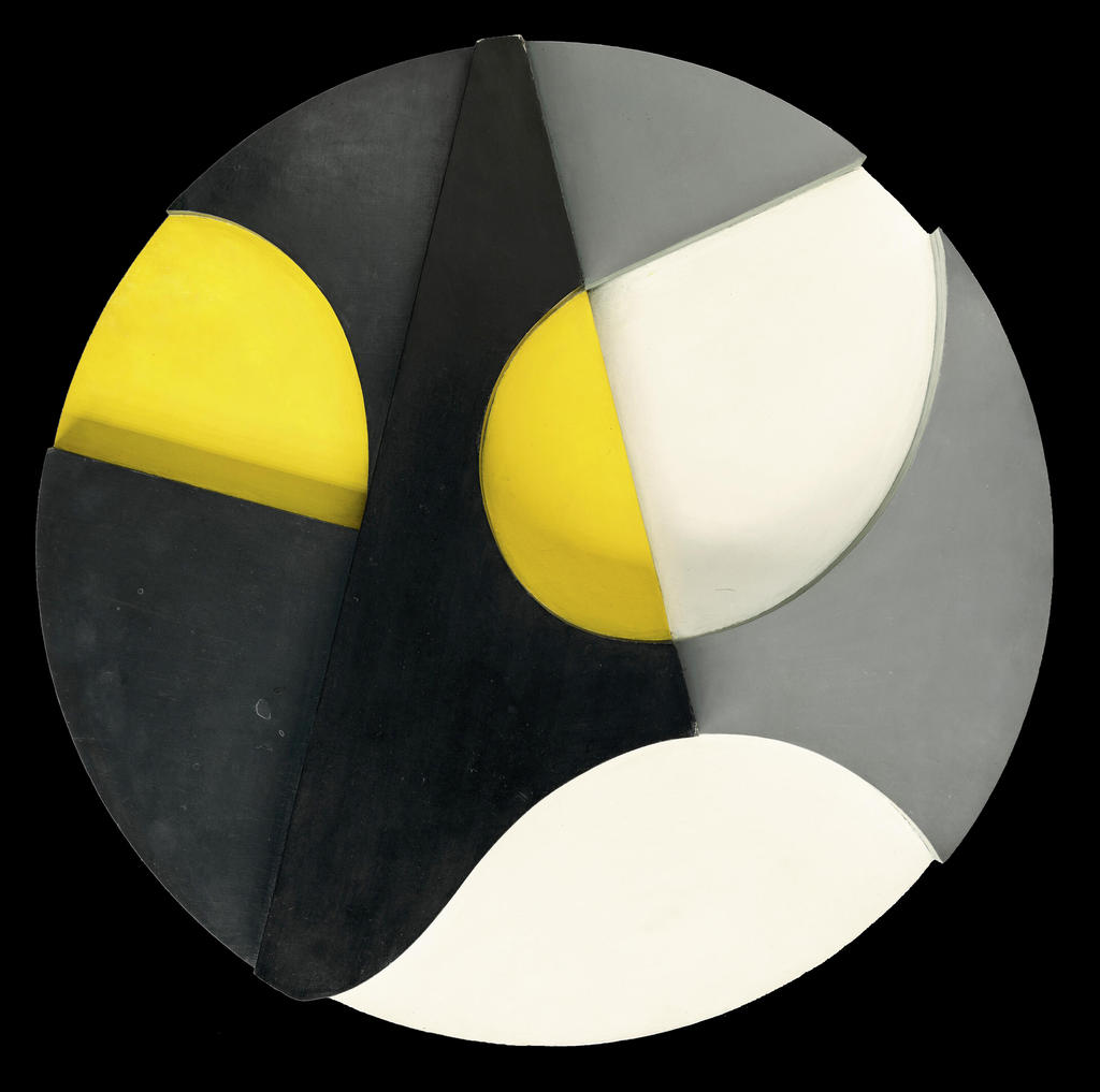 Sophie Taeuber-Arp (1889-1943), Relief rond en quatre hauteurs, 1936, pièce unique. Éléments courbes, coupant(s), cassant(s) avec le cachet de l’atelier (au revers). Relief en bois peint, D. 60 cm. Estimé : 1,9/2,5 M€.