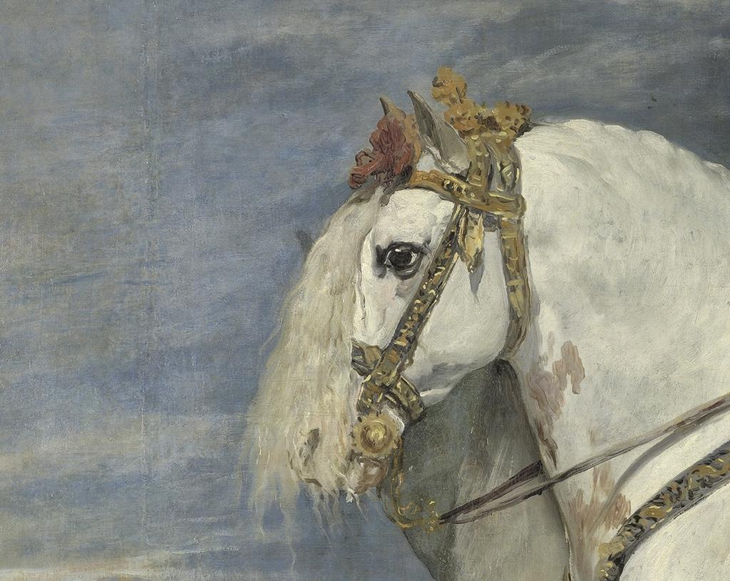 Diego Velázquez (1599-1660), La Reine Isabelle de Bourbon à cheval, vers 1635 (détail). Huile sur toile, 301 x 314 cm. Madrid, musée national du Prado. 