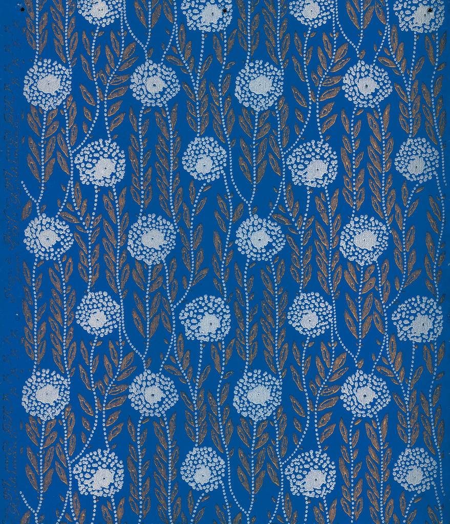 Jacques-Émile Ruhlmann pour la Société anonyme des anciens établissements Desfossé & Karth, papier peint à motif répétitif de pissenlits, 1917. Papier, impression au cylindre.
