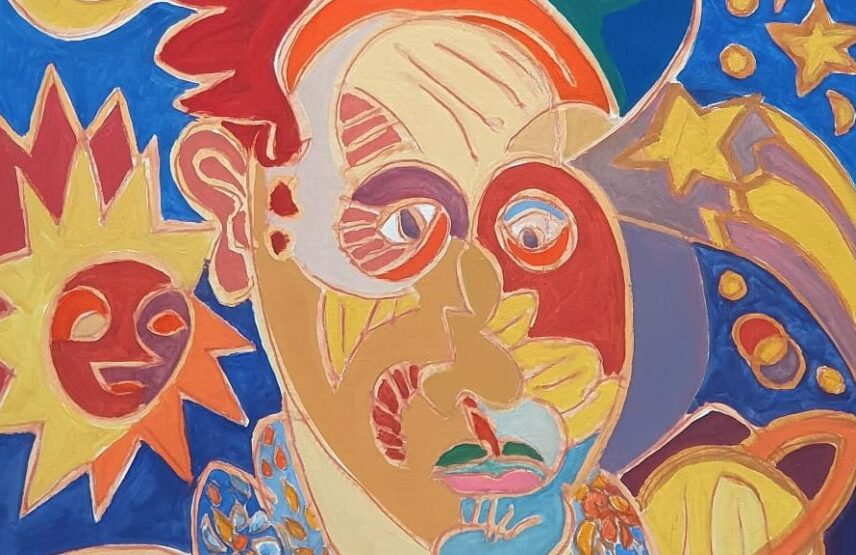 Henri Landier, La Tête dans les étoiles (détail), huile sur toile, 2009.