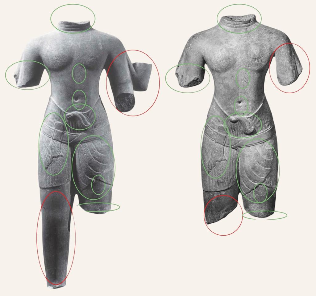 Statue khmère en pierre calcaire du XIe siècle identifiée par une stagiaire-étudiante de la Cellule de recherches sur le trafic illicite des biens culturels (HeRMA/CelTrac, université de Poitiers) et restituée au Cambodge.