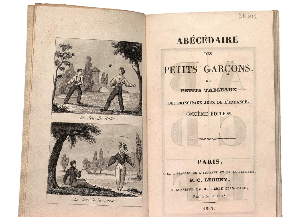 Anonyme, Abécédaire des petits garçons, Paris, P. C. Lehuby, 1837. Cote BENC : 8R301.