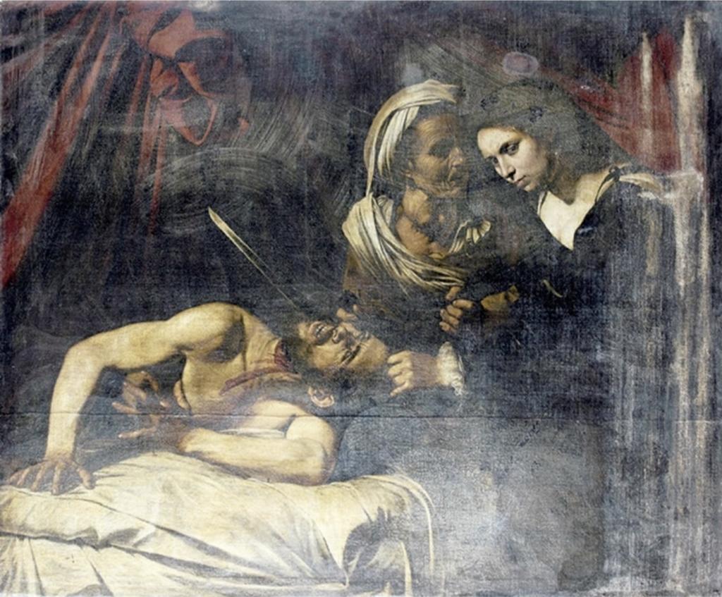 Le tableau au moment de sa découverte après le dégât des eaux.