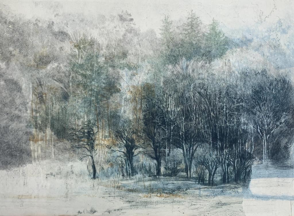 Composition 43, 2024, pointe sèche, taille directe, impression en plusieurs passages, 24 x 33 cm (matrice), 40 x 50 cm (feuille).