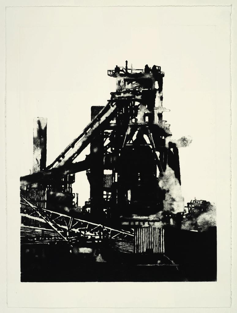 Haut fourneau, HF3, Arcelor Mittal, Dunkerque, 2013, carborundum, 65 x 50 cm (matrice), papier : 76 x 56 cm (feuille). 