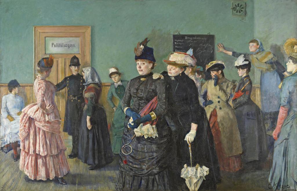 Christian Krohg (1852-1925), Albertine dans la salle d’attente du médecin de la police, 1885-1887. Huile sur toile, 210 x 325,4 cm. Oslo, Nasjonalmuseet. 