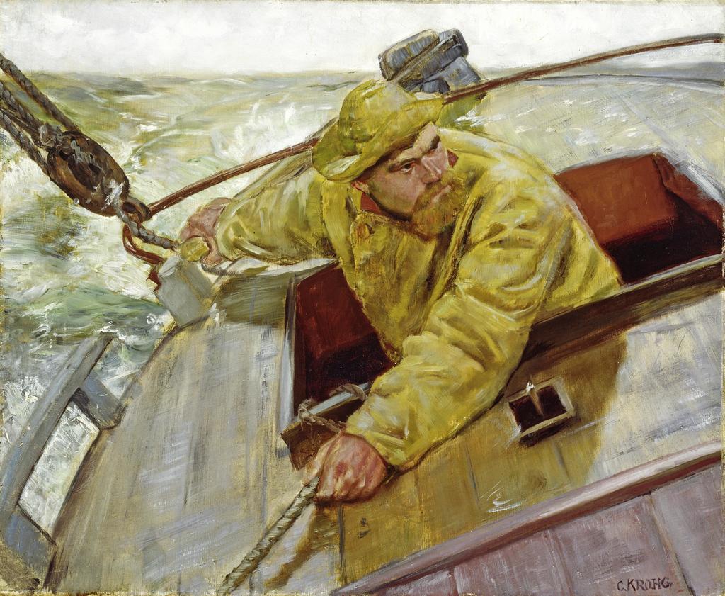 Christian Krohg (1852-1925), La Barre sous le vent !, 1882. Huile sur toile, 50 x 60 cm. Oslo, Nasjonalmuseet. P