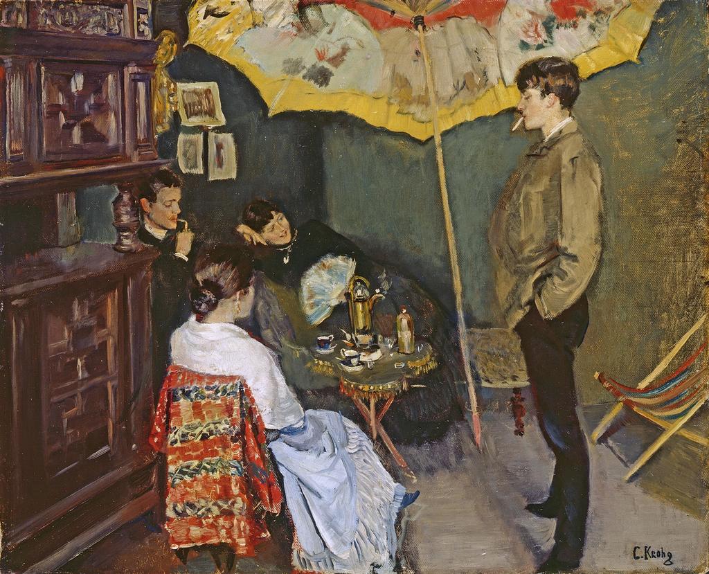 Christian Krohg (1852-1925), Les Bohémiens (Dans mon atelier), 1885. Huile sur toile, 56 x 67 cm. Lillehammer, Kunstmuseum. 