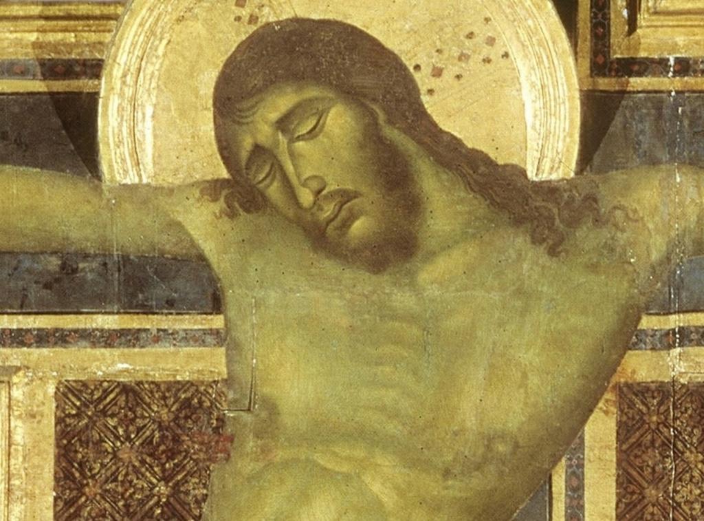 Cenni di Pepo, dit Cimabue, Crucifix de Santa Croce (avant l’inondation de 1966 qui l’a défiguré, détail), vers 1280-1285. Tempera et or sur bois, 433 x 390 cm. Florence, Opera di Santa Croce.