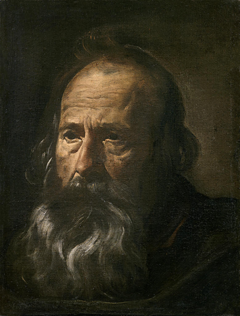 Diego Velázquez, Tête d’apôtre (fragment), vers 1618-1622. Huile sur toile, 38 x 29 cm. Madrid, Museo Nacional del Prado, en dépôt au Museo de Bellas Artes de Séville.