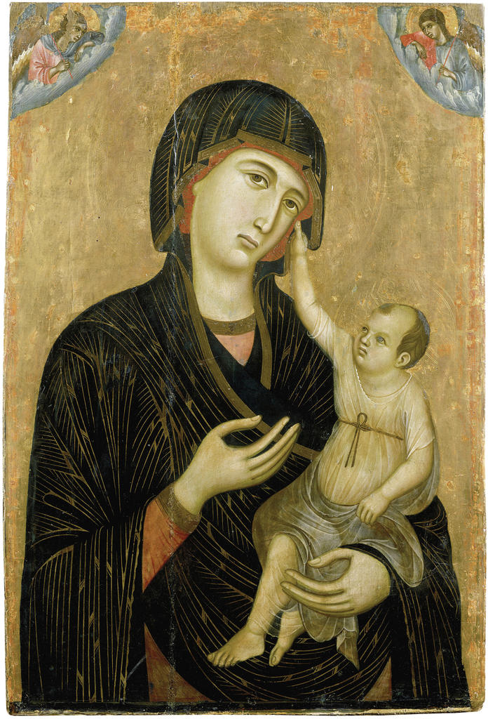 Duccio di Buoninsegna, La Vierge à l’Enfant, dite aussi Madone de Crevole, vers 1285. Tempera sur bois, 89 x 60 cm. Sienne, Museo dell’Opera del Duomo, dépôt de l’archidiocèse de Sienne.