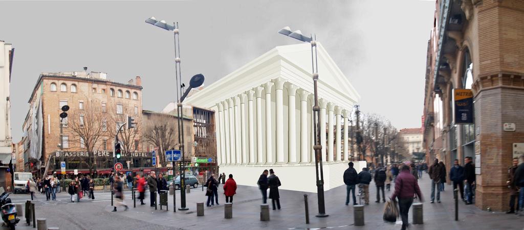 Évocation du grand temple romain de la place Esquirol. 