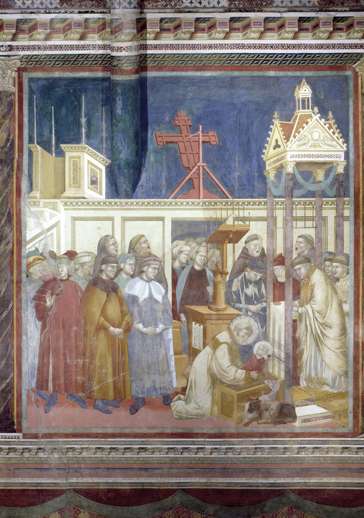 Giotto di Bondone, La Crèche à Greccio, Cycle de la vie de saint François, vers 1292. Fresque. Assise, basilique supérieure San Francesco.