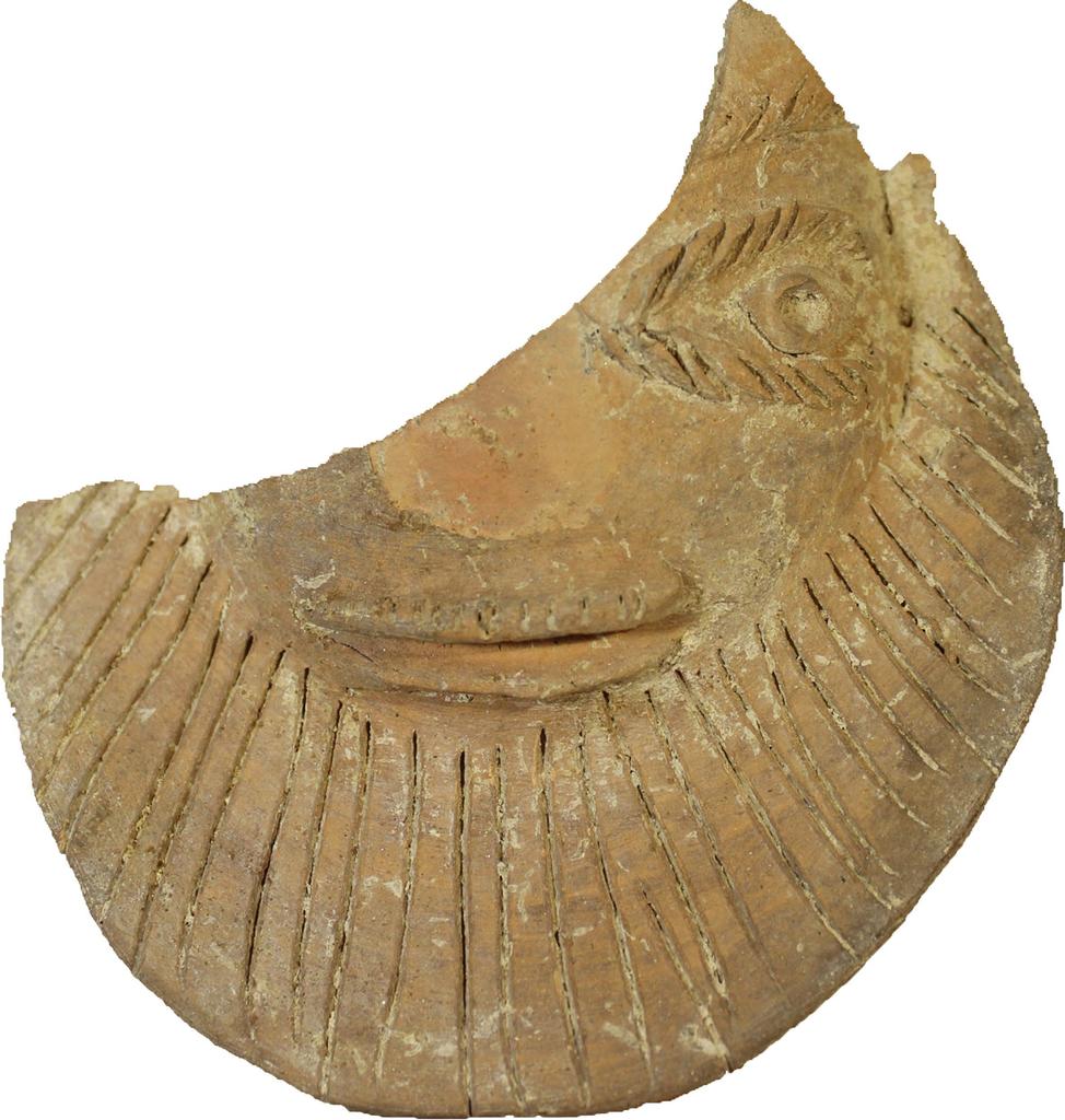 Gobelet à visage de Bacchus, importé d’Italie centrale, et souvent lié à des rites populaires réalisés par les légionnaires romains.