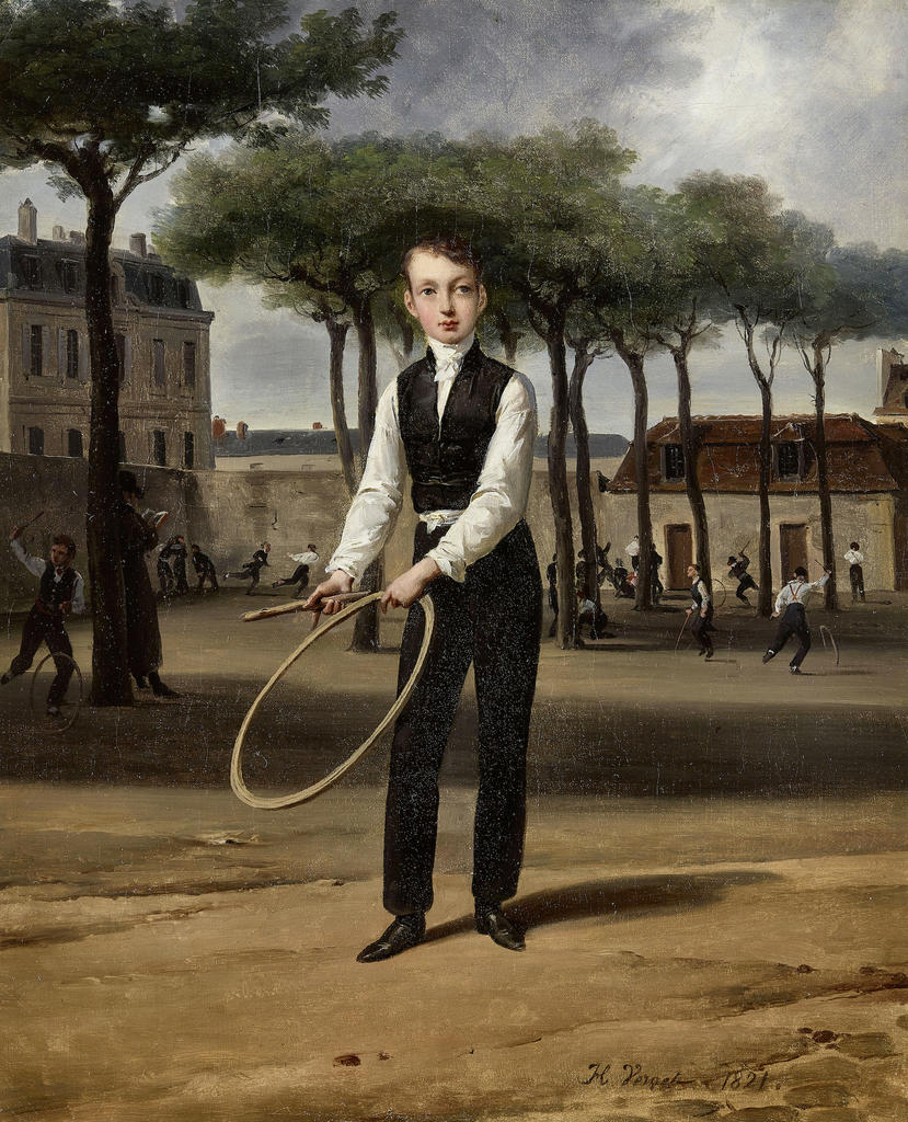 Horace Vernet (1789-1863), Ferdinand-Philippe-Louis, duc de Chartres tenant un cerceau, 1821. Huile sur toile, 41 x 33 cm. Versailles, musée national des Châteaux de Versailles et de Trianon.