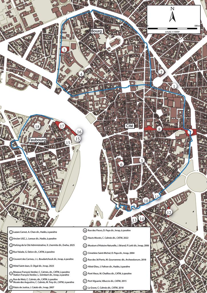 Localisation des principales fouilles médiévales au cours des 25 dernières années. 