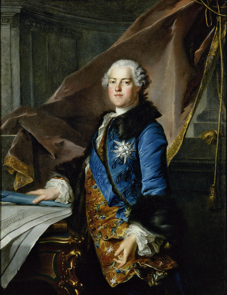 Louis Tocqué (1696-1772), Abel François Poisson, marquis de Vandières, puis de Marigny et de Menars (1727-1781), directeur des Bâtiments du roi, 1755. Huile sur toile, 137,5 x 104 cm. Signé et daté en bas à droite : L. Tocqué 1755. Versailles, musée national des châteaux de Versailles et de Trianon.