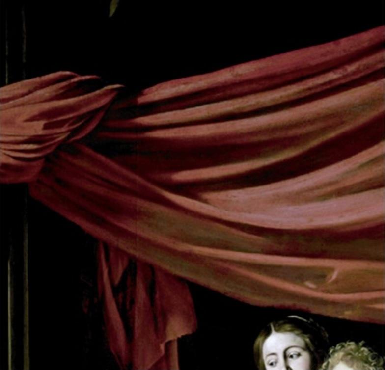 Détail de la draperie dans La Mort de la Vierge, 1601-1605/1606. Huile sur toile, 369 x 245 cm. Paris, musée du Louvre.