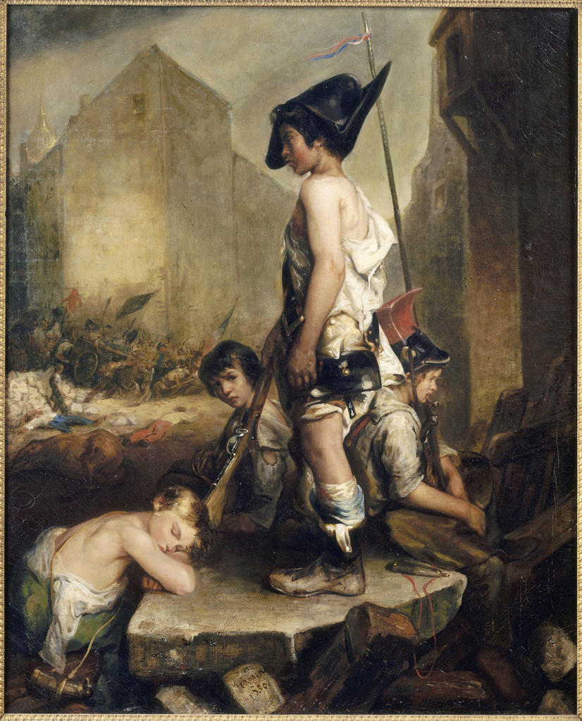 Philippe-Auguste Jeanron (1808-1877), Petits Patriotes, 1830. Huile sur toile, 100 x 80 cm. Caen, musée des Beaux-Arts, dépôt du CNAP.