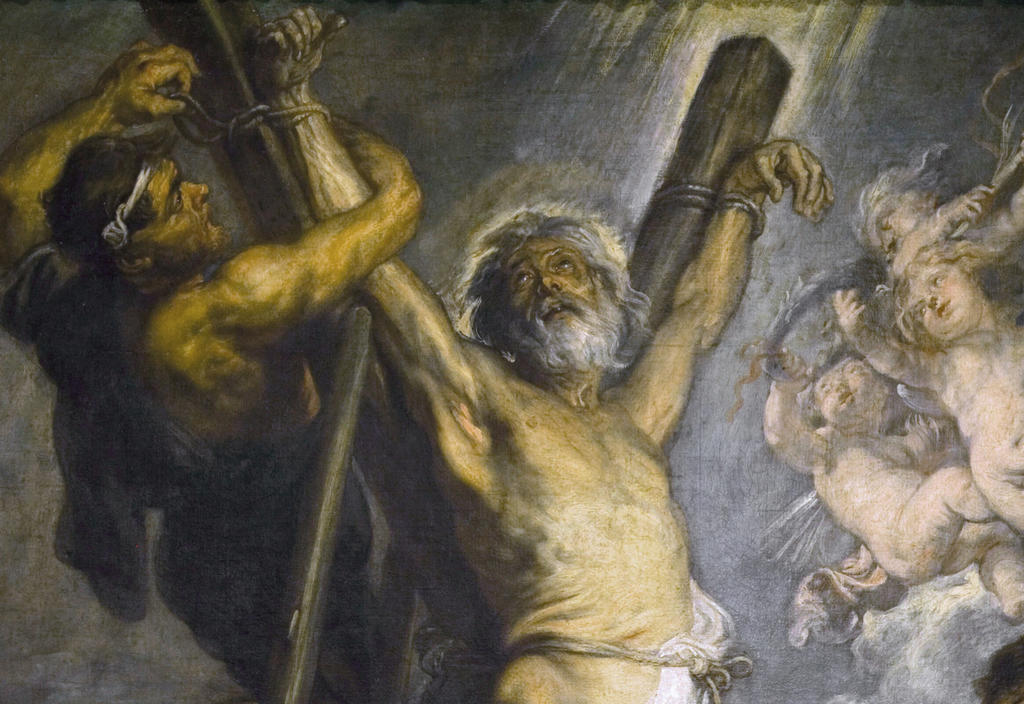 Pierre Paul Rubens, Le Martyre de saint André, 1636‑39. Huile sur toile, 306 x 216 cm (cadre original dû aux ébénistes Abraham Lers et Julien Beymar).