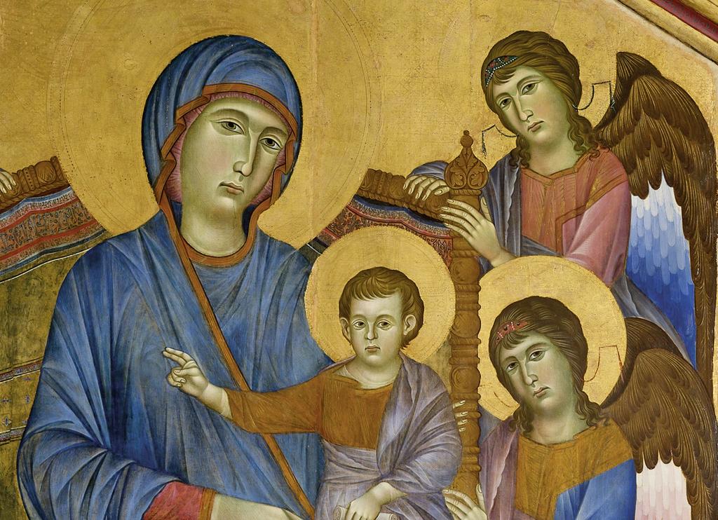 Cenni di Pepo, dit Cimabue, La Maestà (détail), vers 1280‑85. Tempera et or sur bois, 424 x 276 cm. Paris, musée du Louvre.