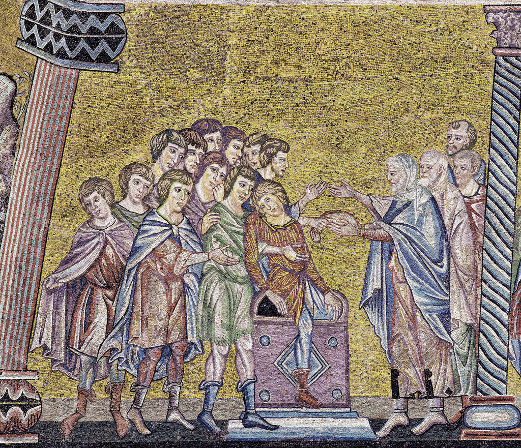 Cenni di Pepo, dit Cimabue, Saint Joseph vendu par ses frères, milieu des années 1280. Mosaïque. Florence, baptistère San Giovanni.