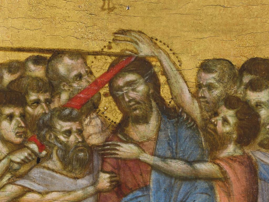 Cenni di Pepo, dit Cimabue, La Dérision du Christ (détail), vers 1285‑90. Tempera et or sur bois, 25,8 x 20,3 cm. Paris, musée du Louvre. 