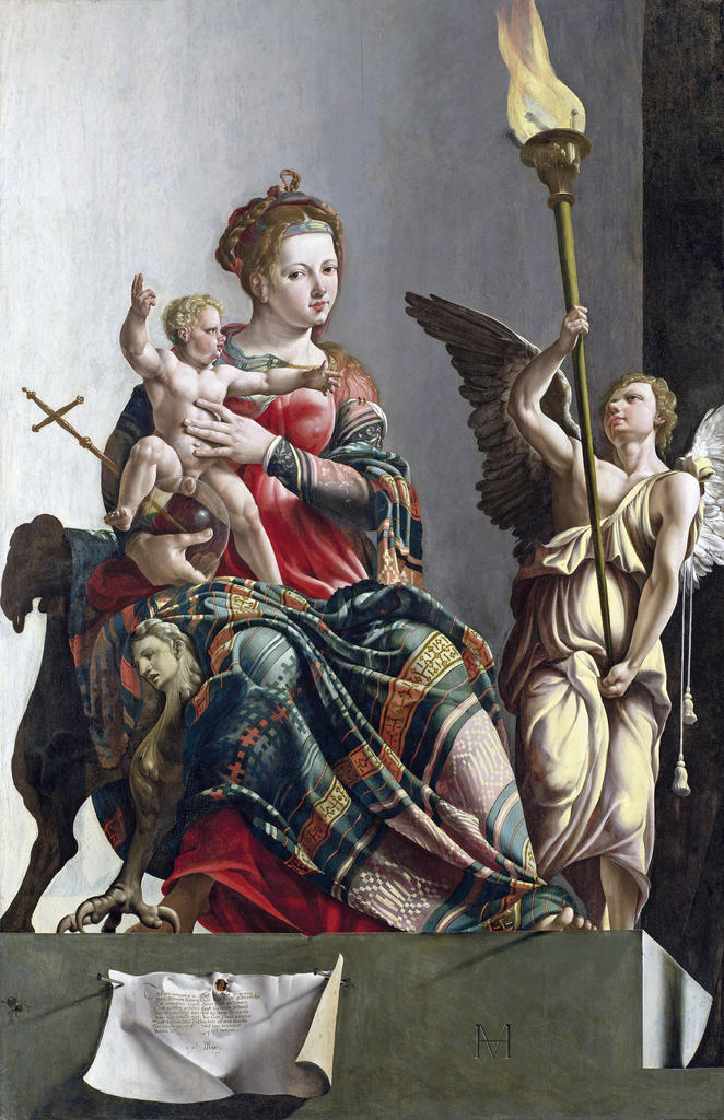 Maarten van Heemskerck, Saint Luc peignant la Vierge, 1532. Panneau gauche. Huile sur bois, 168,2 x 114,9 cm. Haarlem, Frans Hals Museum.