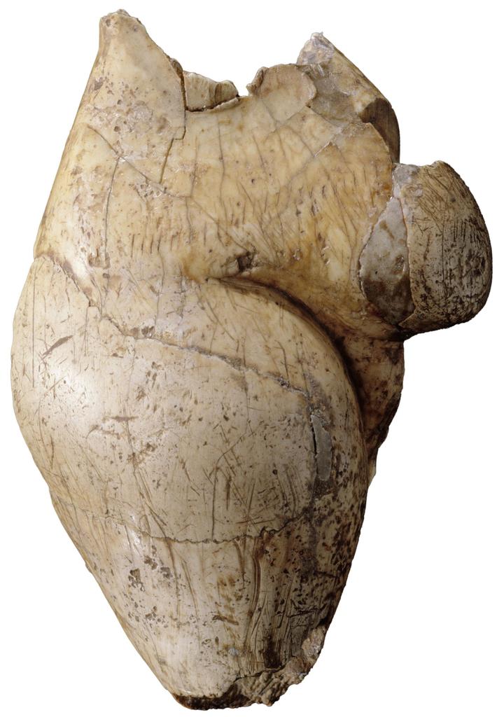 Statuette féminine dite « la Poire » provenant de la grotte du Pape à Brassempouy (Landes). Ivoire, Paléolithique supérieur (Gravettien). Fouilles de l’Association française pour l’avancement des sciences, 1892.