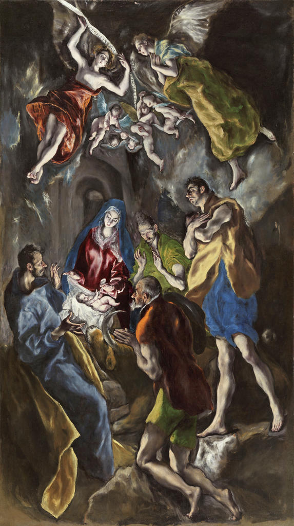 Greco, L’Adoration des bergers, 1612-14. Huile sur toile, 319 x 180 cm. Madrid, musée national du Prado.