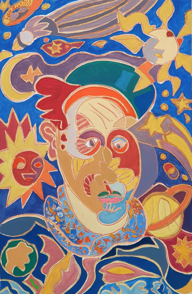 Henri Landier, La Tête dans les étoiles, huile sur toile, 2009. 