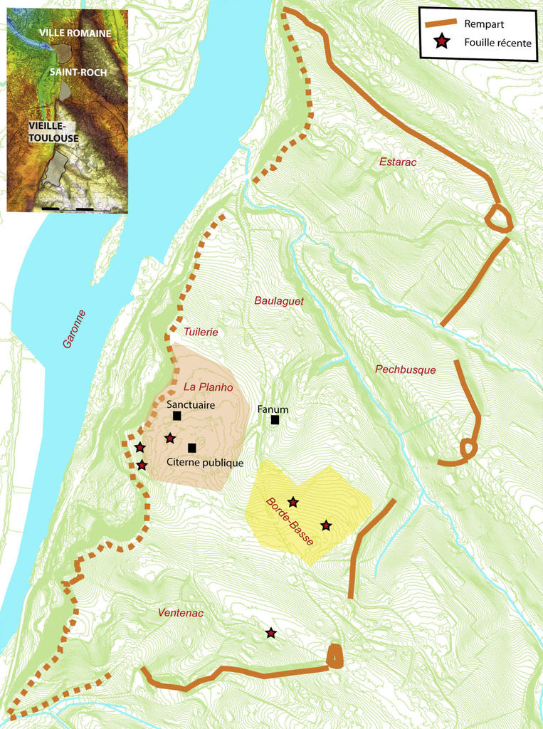 Plan général de l’oppidum de Vieille Toulouse.