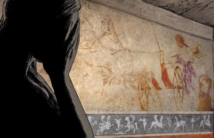 Évocation de l'intérieur d'une des tombes de Vergina.